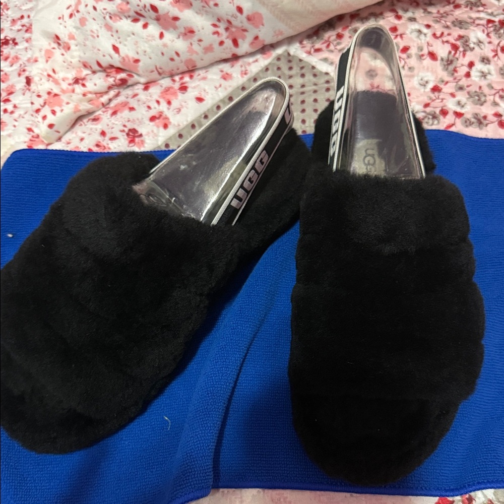 UGG Women's Plush Black Slippers